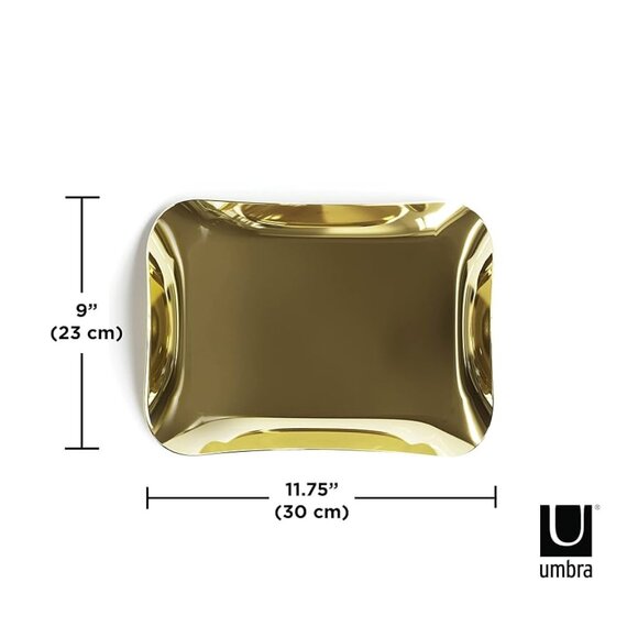 NWT Umbra • Wave Polished Brass Gold Metal Colored Curved Decor Trinket Tray - Picture 4 of 7